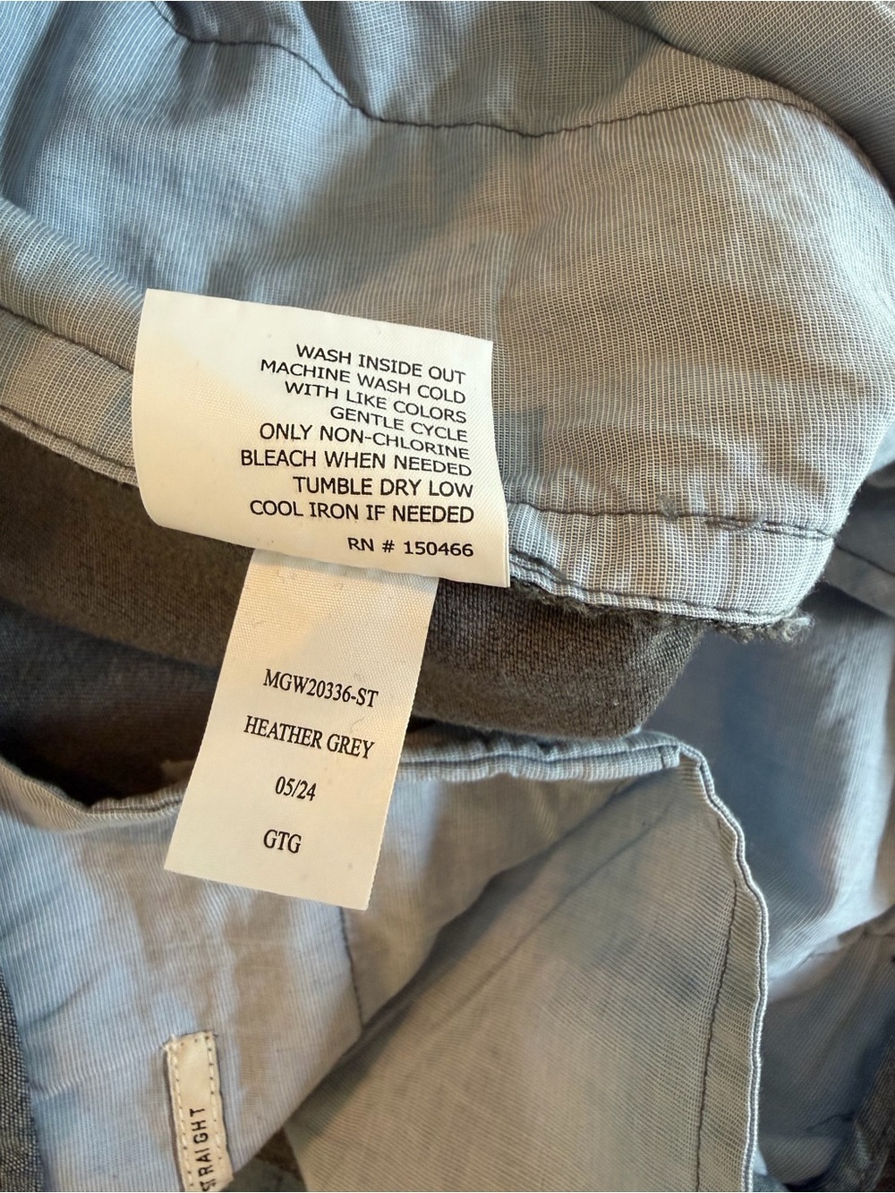 Hawker Rye Straight Fit Pants 38x32 Heather Grey Stretch Chino - Picture 5 of 8